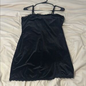 Elegant Black Suede Slip Dress
